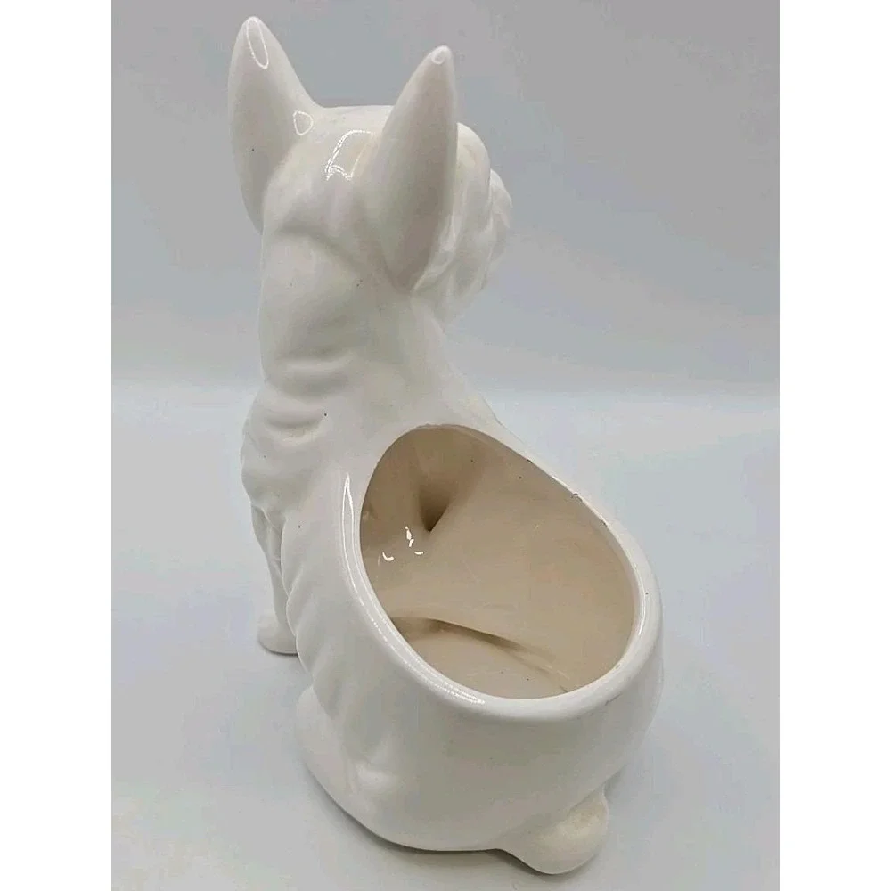 Vintage Mid Century Bulldog Planter 1986 Rare Piercing Eyes White